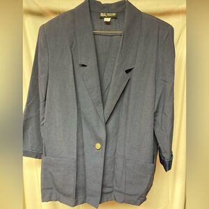 Block Island Petites Marina Pappas Vintage Women's Blue Blazer